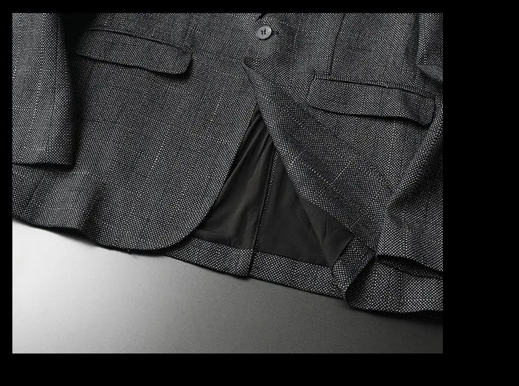 Spring Autumn Classic Checkered Suit Jacket Men Slim Fit Casual Business Office Uniform Formal Jacket Wedding Groom Men Blazers