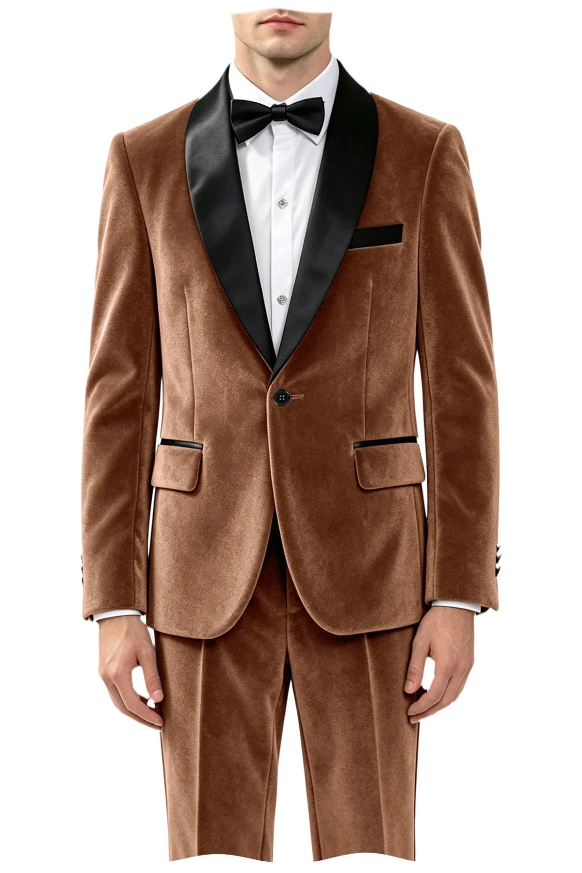 Men's Velvet 2-Piece Tuxedo Suit Satin Shawl Lapel Slim Fit Blazer & Pants for Wedding, Prom & Banquet