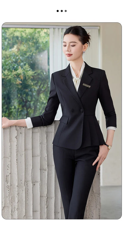 Fashionable professional women's wear, two-piece suit jacket + pants, sophisticated and elegant. 2025 new style