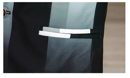 Blazer Men's Fashion Business Gentleman Slim-fit Stripes British Style Outdoor Performance Trend Wedding Banquet Casual Blazer