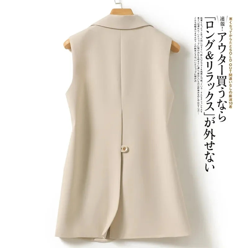 New Fashion Korean Women Vest Spring Autumn Suit Vest Sleeveless Jacket Cardigan Slim Fit Waistcoat High Quality Office Clothing