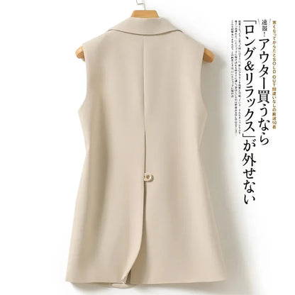New Fashion Korean Women Vest Spring Autumn Suit Vest Sleeveless Jacket Cardigan Slim Fit Waistcoat High Quality Office Clothing