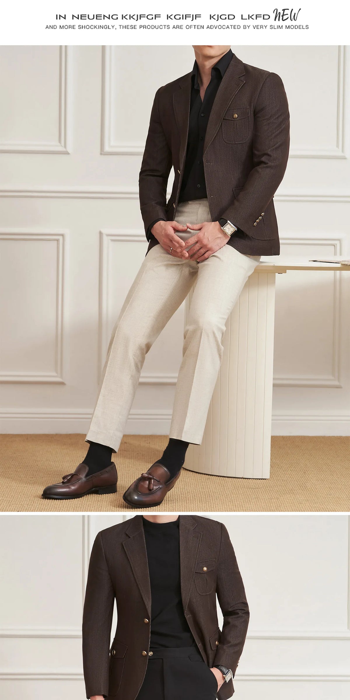 High Quality Men's Denim Style Suit Jacket Vintage Luxury Slim Fit Business Fashion Casual Suit Coat Formal Wedding Tuxedos