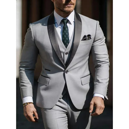 Luxury Elegant Men's 3pcs Suit Set Jacket Vest Pant  Prom Party Wedding Business Suits for Men