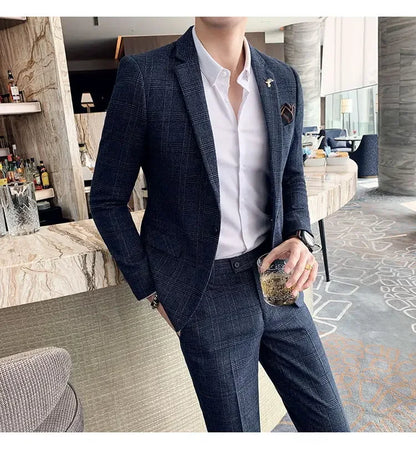 Men's Hemp Linen Suit (Blazer + Pants) – Smart Casual British Style for Business, Wedding & Everyday Wear