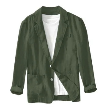 Cotton and Linen Blazer Men's Fashionable Business Casual Outdoor Versatile Travel Lightweight Loose-fitting Retro Style Blazer