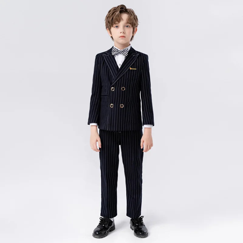Gentleman Kids Slim 4Pieces/Set Jacket Vest Pants Bowtie Party Dress Children Ceremony Photograph Suit Boys Performance Costume