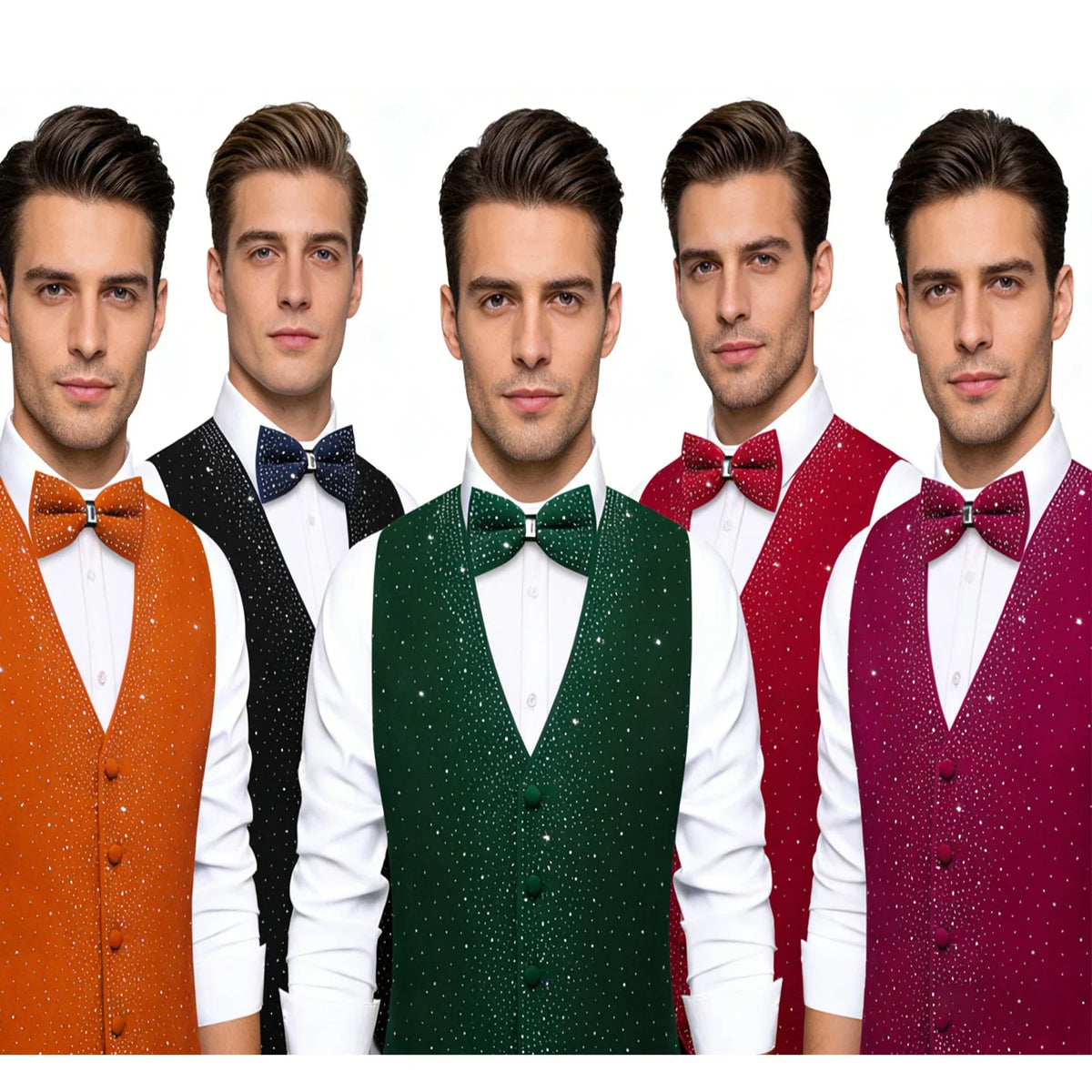 Men's Glitter Vest with Matching Bow Tie – Sparkly Sequin Style for Parties, Proms & Festive Events