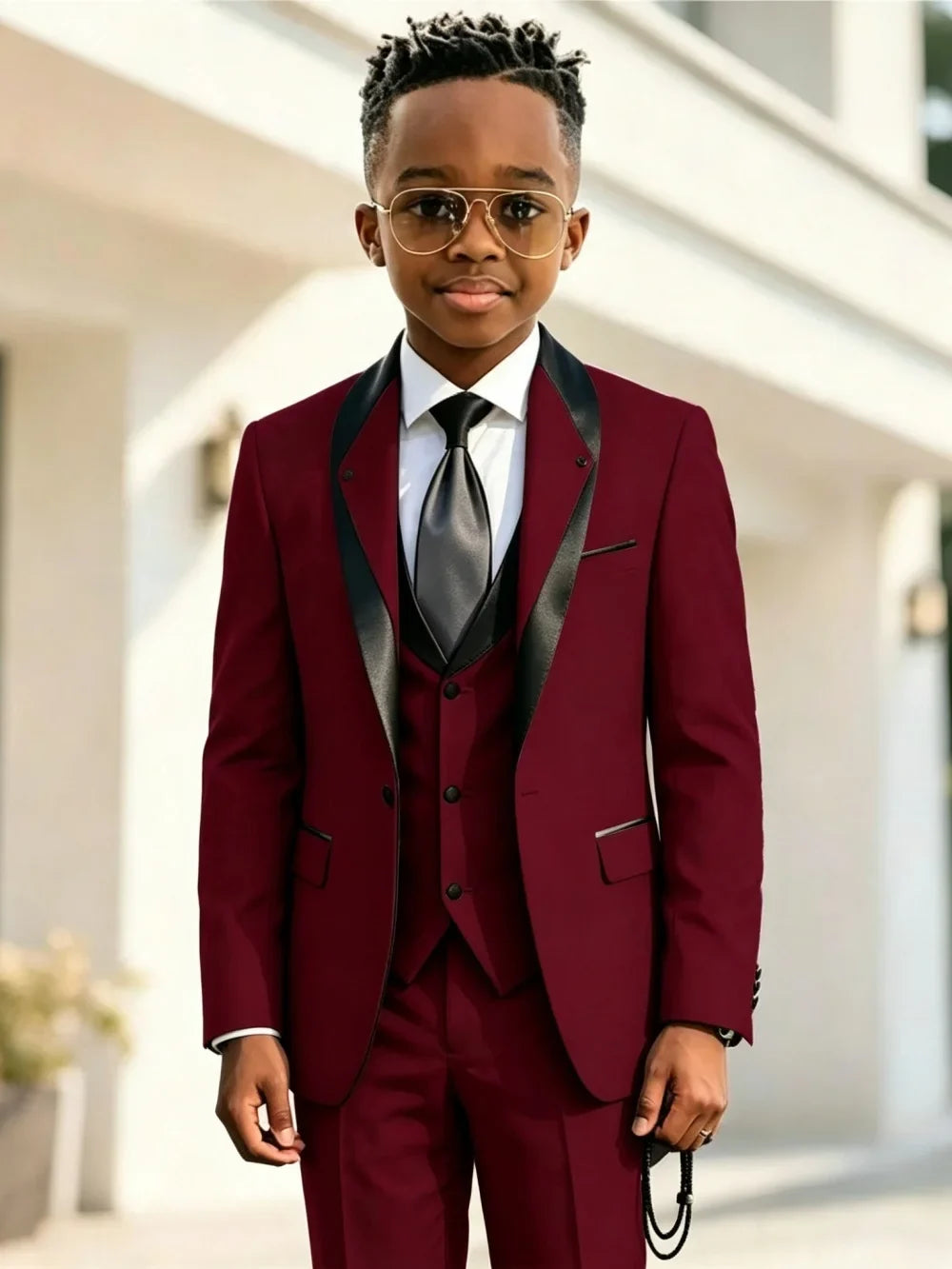 Handsome Boys Slim Fit Suits 3 Pieces Christmas Party Wear High Quality Kids Formal Suit Set Wedding Ring Bearer Outfit 2-20T