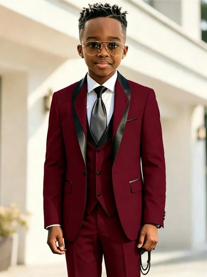 Handsome Boys Slim Fit Suits 3 Pieces Christmas Party Wear High Quality Kids Formal Suit Set Wedding Ring Bearer Outfit 2-20T