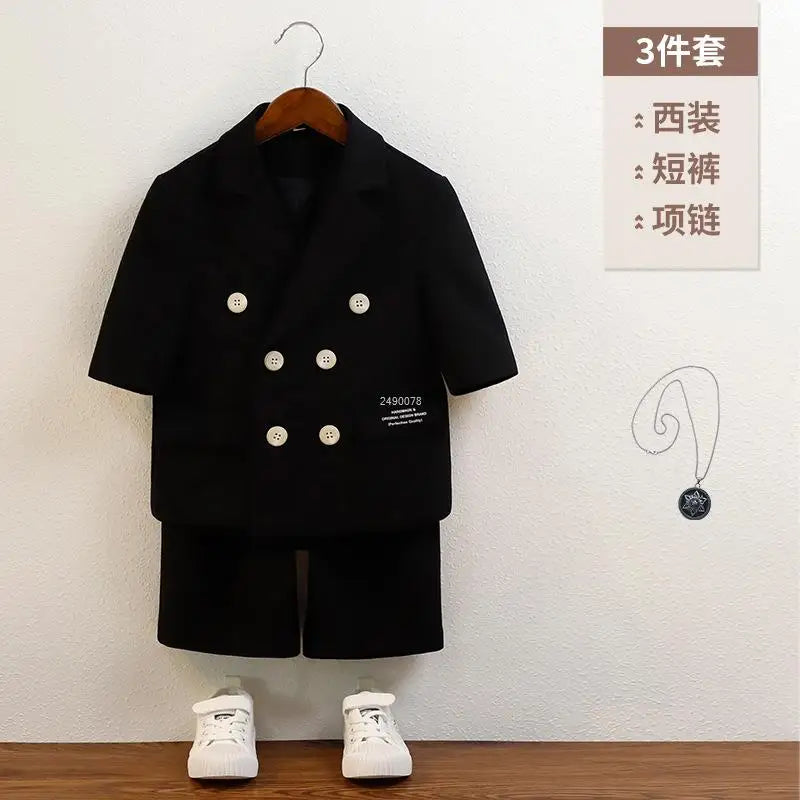 Boys Green Summer Photography Suit Kids Formal Wedding Dress Baby Birthday Dress Children's Day Performance Ceremony Costume