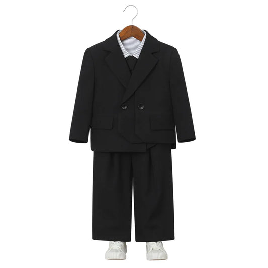 Boys Double Breasted Blazer Jack Vest Pants Children Suit Waistcoat Wedding Clothes Set Toddler Formal Dress Kids Tuxedos Outfit