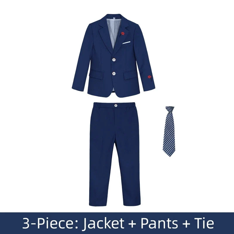 3-Piece Boys Suit Set | Solid Formal Tuxedo for Kids | Wedding & Party Suit Ages 2–14