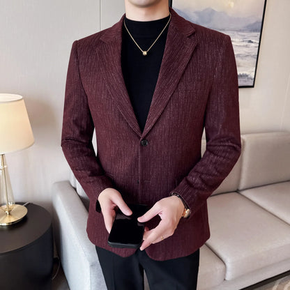 New Fashion Meteor Striped Suit Jacket High Quality Men's Slim Fit Business Formal Social Prom Party Casual Tuxedos 5XL-M