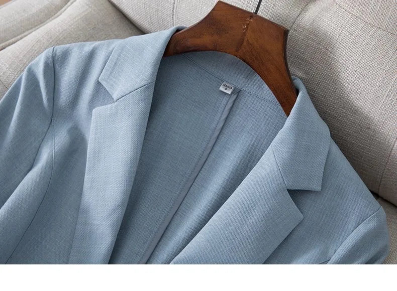 Spring Summer New Style Korean Version Silk Fashion Small Suit Jacket Women Thin Sleeve Seven Button Slim Fit Western Wear