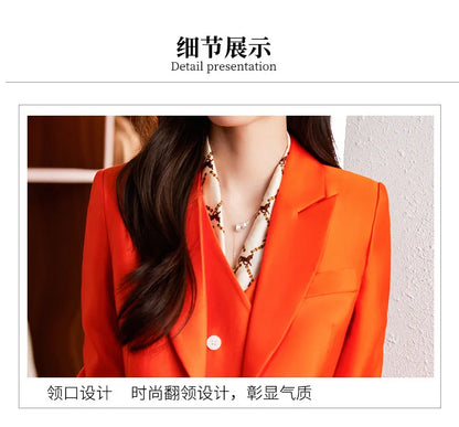 Fashion Elegant Pink High-End Small Business Suit Coat2022Autumn and Winter Elegant Vest Suit Three-Piece Korean Women's Clothin