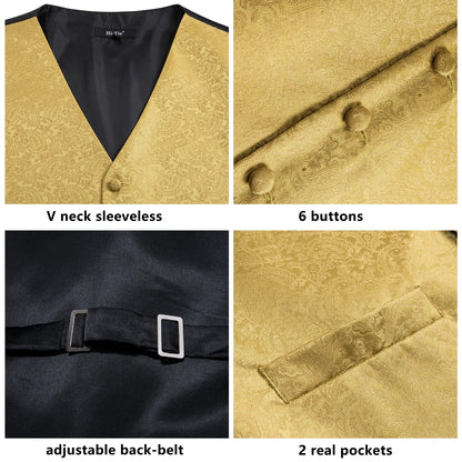 Men's Suit Vest Set – Broadcloth Waistcoat with Tie, Bowtie, Hanky & Cufflinks for Weddings & Office