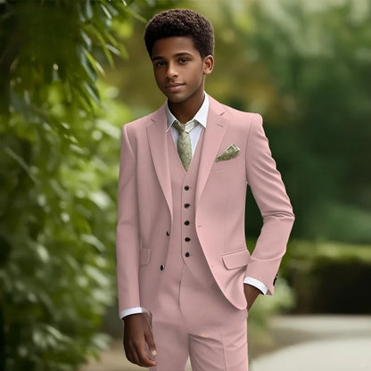 Formal Elegant Boys Slim Fit Suit Set 3 Pieces Piano Performance Wear,Notched Lapel Kids Suit Wedding Tuxedo Plus Size 2-20T