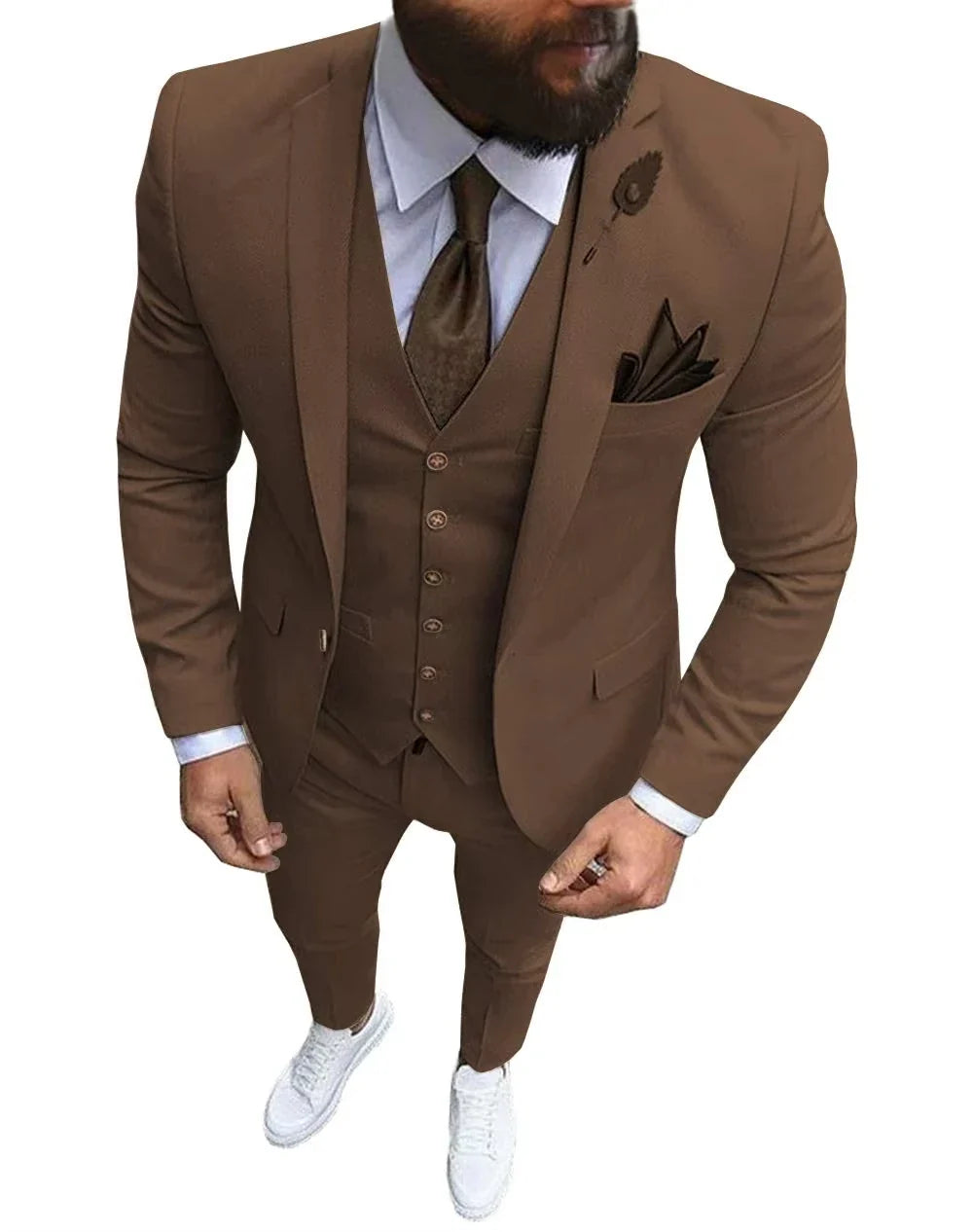 Men Suits Prom Tuxedo Slim Fit 3 Piece Groom Wedding Suits For Men Custom Blazer 3 Pieces (Jacket + Vest + Pant)