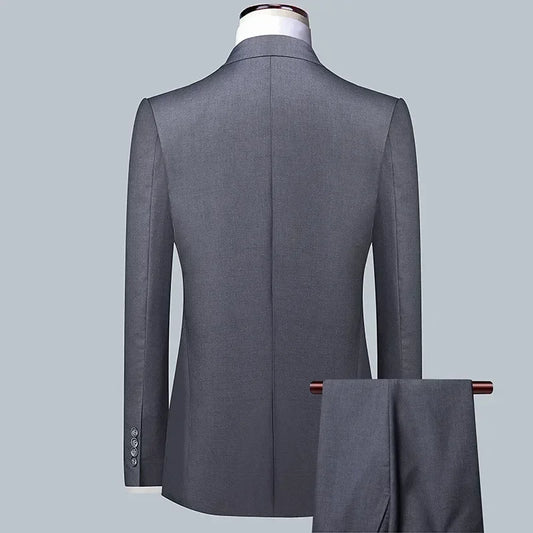 Men's Suit – Single-Breasted Formal 2 & 3 Piece Set for Business & Weddings in Black, Grey, and Navy
