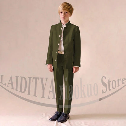 Chic Linen Boy Suits Fashion Stand Collar Single Breasted Blazer with Pants Formal Wedding Tuxedo Daily Casual Kids Clothes