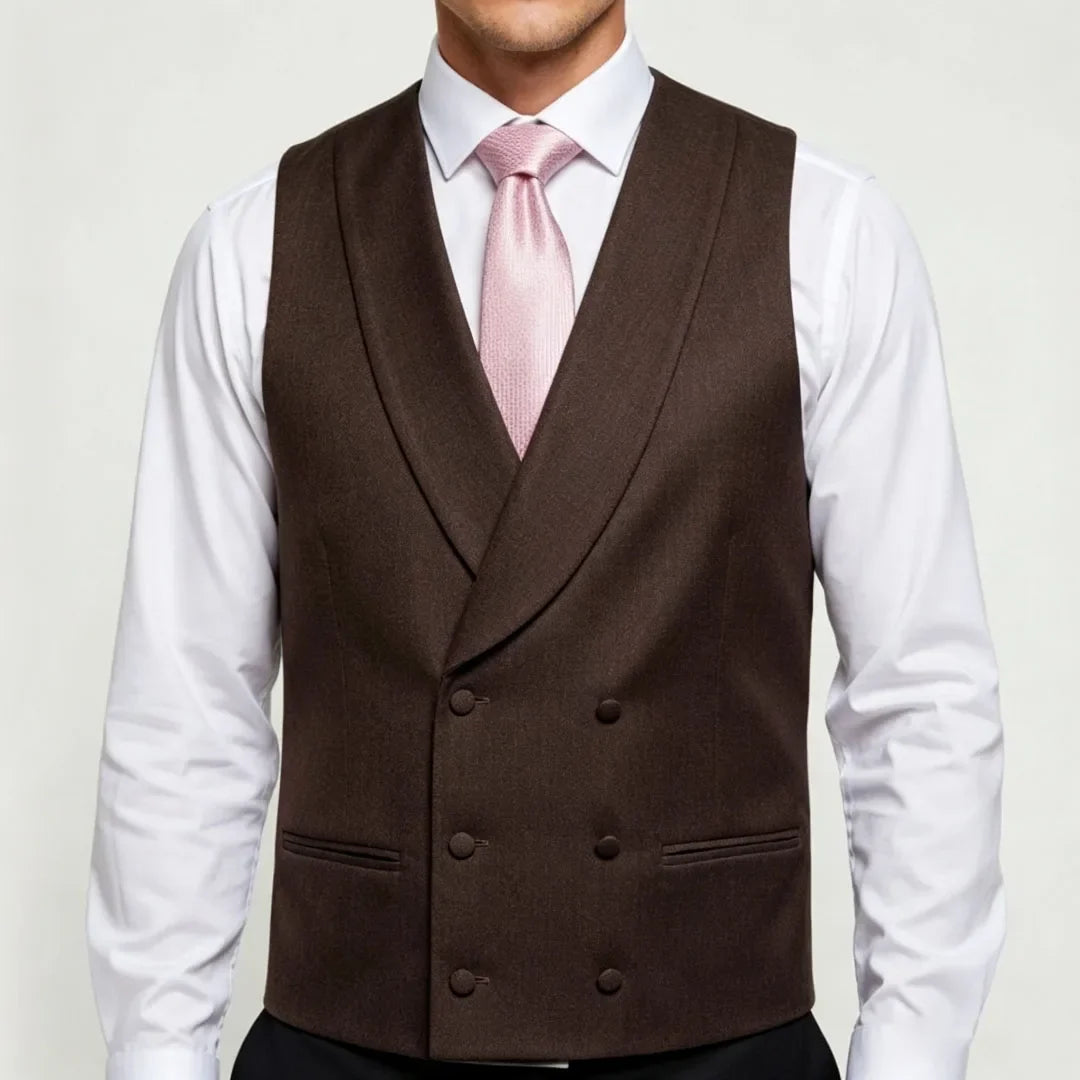Men's Double Breasted Vest – Formal Lapel Waistcoat for Wedding & Business