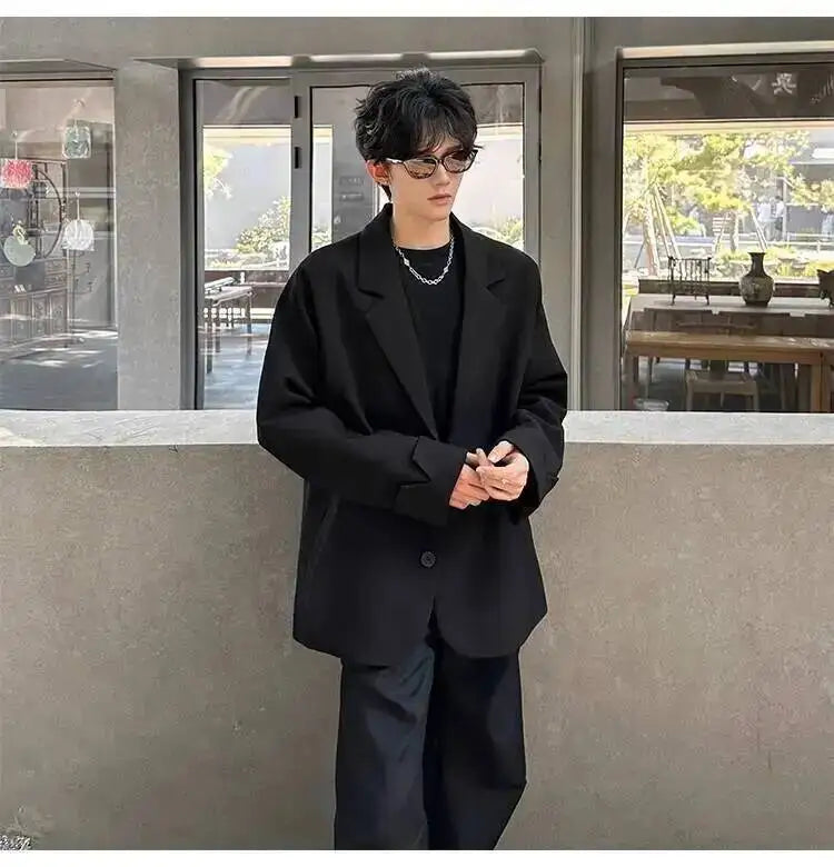 Men's Handsome Loose Casual Blazer Jacket Fashion Elegant 2026 New High Quality Stylish Social Solid Color Clothes JY7595