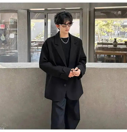 Men's Handsome Loose Casual Blazer Jacket Fashion Elegant 2026 New High Quality Stylish Social Solid Color Clothes JY7595