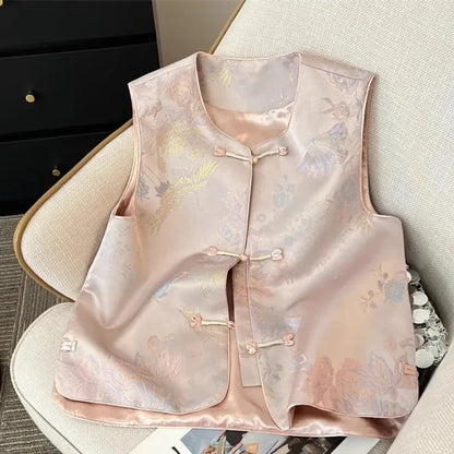 Retro Ladies Leisure Cardigan Vest Outwear 2025 High-end Female Sleeveless Coat Spring Autumn Women Fashion Waistcoat Jacket