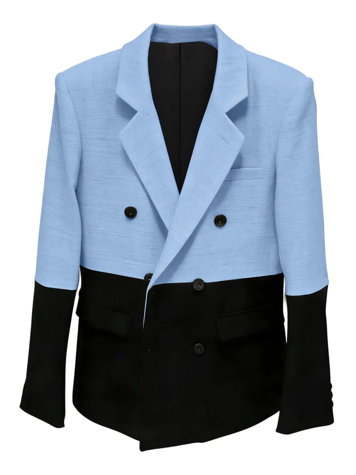 Men's Linen Color Block Blazer Double Breasted Notch Lapel Lightweight summer Sport Coat Fashion Jacket for Party & Streetwear