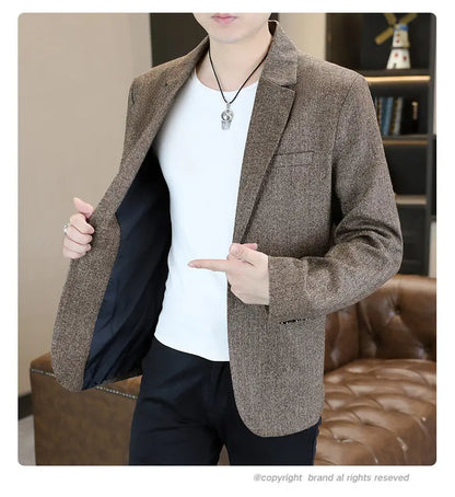 Blazer Men's Fashion Business Gentleman Groom Professional Gentleman Form-fitting Versatile Casual Formal Wear High-end Blazer