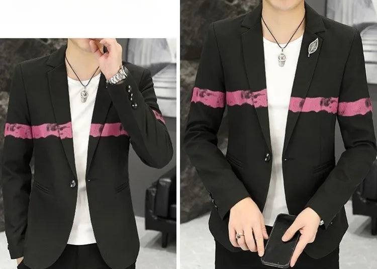 New Trendy Versatile Fashion Solid Color Korean Style Blazer Spring Autumn Casual Men's Slim Fit Handsome Suit Jacket Outerwear