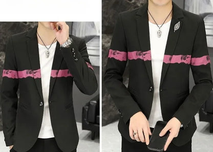 New Trendy Versatile Fashion Solid Color Korean Style Blazer Spring Autumn Casual Men's Slim Fit Handsome Suit Jacket Outerwear