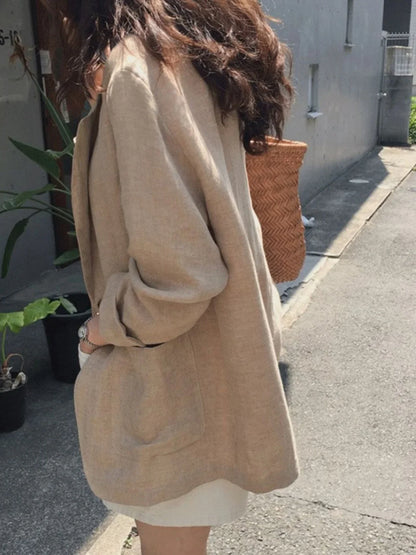 Loose Fit Summer New Style Women's  Jacket Cotton Linen Thin Material Large Size Street Style Small West Coat High End ...