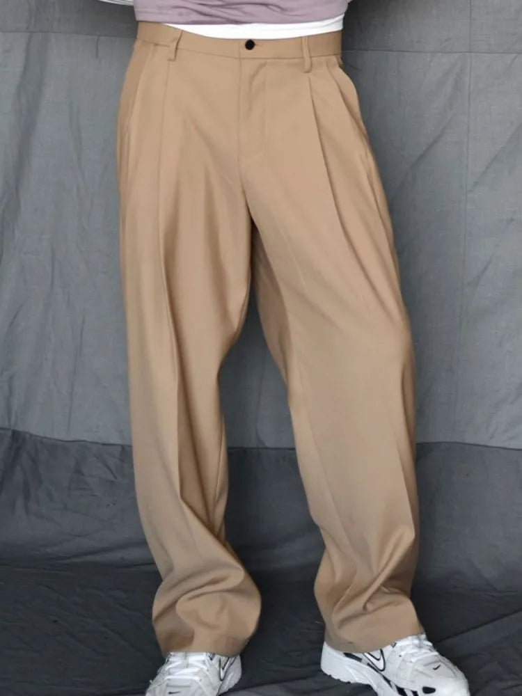 Mens Fashion Matching Set Loose Fit Single Breasted Blazers Straight Pants Business Casual Office Work Outfits Oversize Suits