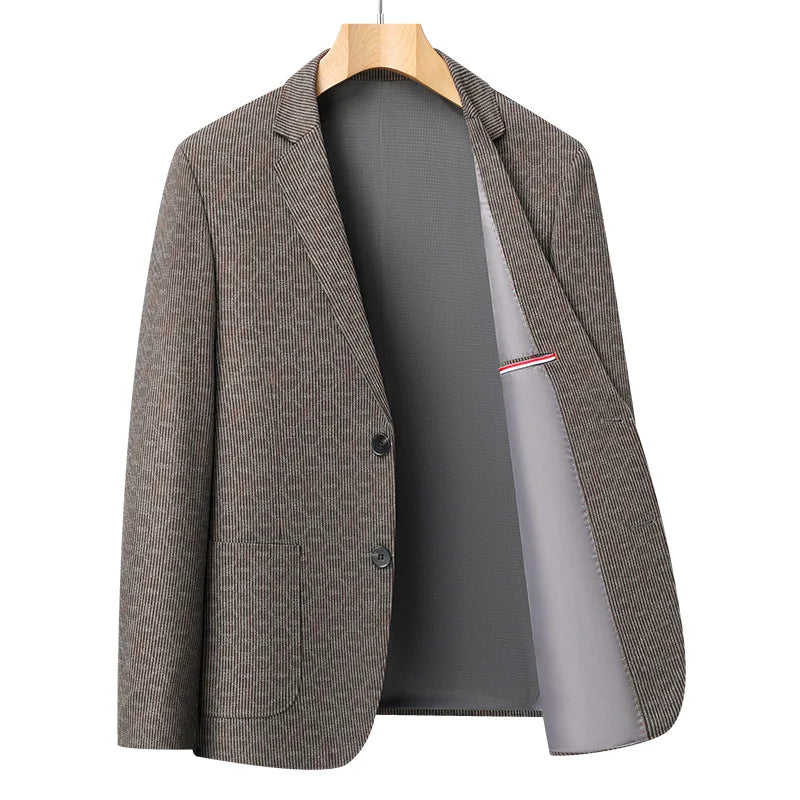 2026 New Men's Pinstripe Blazer High Quality Business Casual Slim Fit Suit Jacket For Work & Daily Wear
