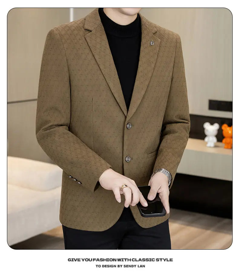 High-Quality Fashionable Autumn Winter New Design Casual Men's Suit Jacket Trendy Versatile Outerwear for Business And Casual We