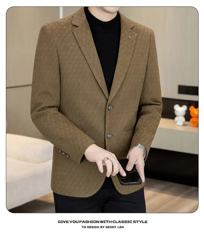 High-Quality Fashionable Autumn Winter New Design Casual Men's Suit Jacket Trendy Versatile Outerwear for Business And Casual We