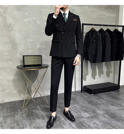 Men's Classic Striped 3-Piece Suit for Wedding, Business & Formal Occasions