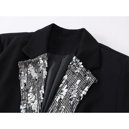 Women's Black Gothic Emo Blazer Jacket Harajuku 2000s Vestes Femme Outerwear Vintage Long Sleeve Sequins Suit Coat Clothing 2025