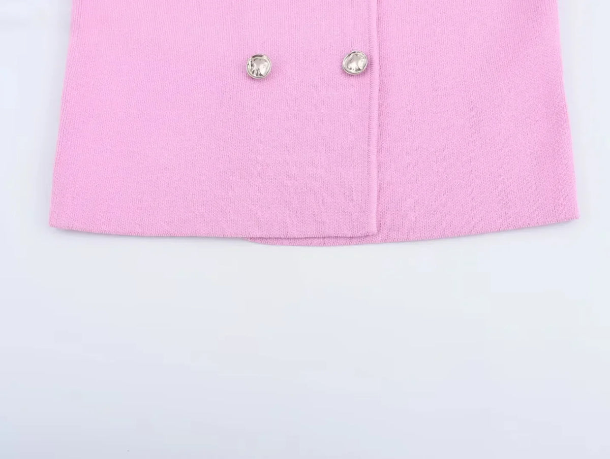 Sweater Lady Vests Sleeveless Pink Knitted Vest For Women Fall Round Neck Short Sweaters Vests Elegant Knit Vests Woman