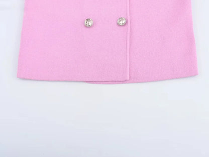 Sweater Lady Vests Sleeveless Pink Knitted Vest For Women Fall Round Neck Short Sweaters Vests Elegant Knit Vests Woman