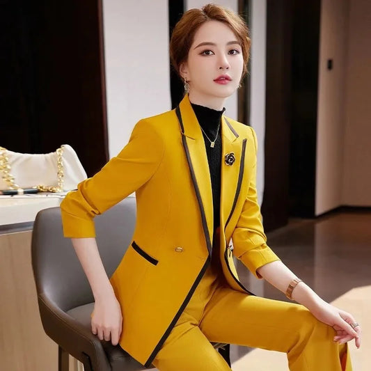 High Quality Office Ladies Pant Suit 2025 New Women Business Work Wear Blazer Jacket Trouser Formal 2 Piece