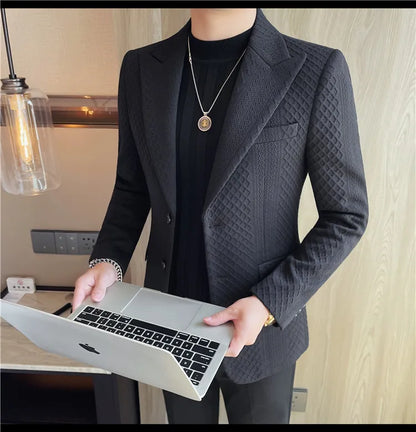 Autumn Winter Single Breasted Wedding Suit Jacket for Men Business Casual Slim Fit Blazers Banquet Party Social Suit Jackets