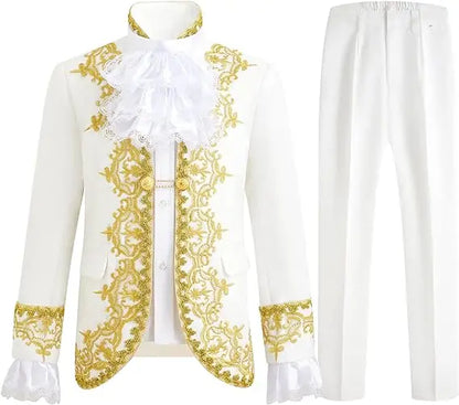 Boy Prince Costume Victorian Gothic Palace Blazer Suit Royal King Outfit Party Cosplay Halloween Costumes Kids