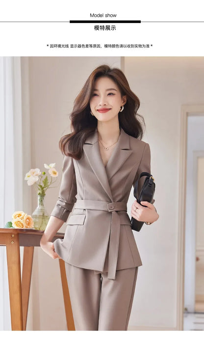 Professional Long-Sleeved Trouser Suits for Women, Fashionable Trousers, High Quality, Show, Elegant, New, Autumn and Winter