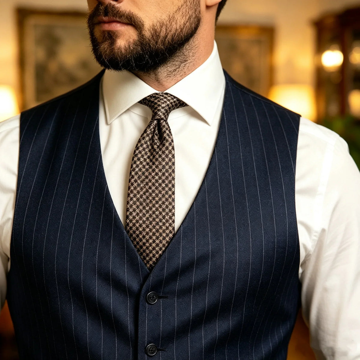 Men's Striped 3-Piece Suit – Slim Fit Blazer, Vest & Pants for Formal & Wedding Wear