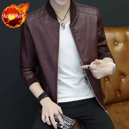Brown Casual Men's Suit Jackets Trendy 2025 Korean Style Clothes Male Leather Blazer Single Models Luxury Designer Menswear Coat