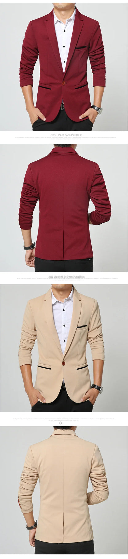Men's Casual Blazer Single Breasted Slim Fit for Men – Multi-Color – Office & Daily Wear