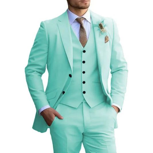 Customized Tuxedo Elegant Suit For Men 3 Piece Blazer Vest And Pant Set Notched Lapel High Quality Suit For Men Wedding suits